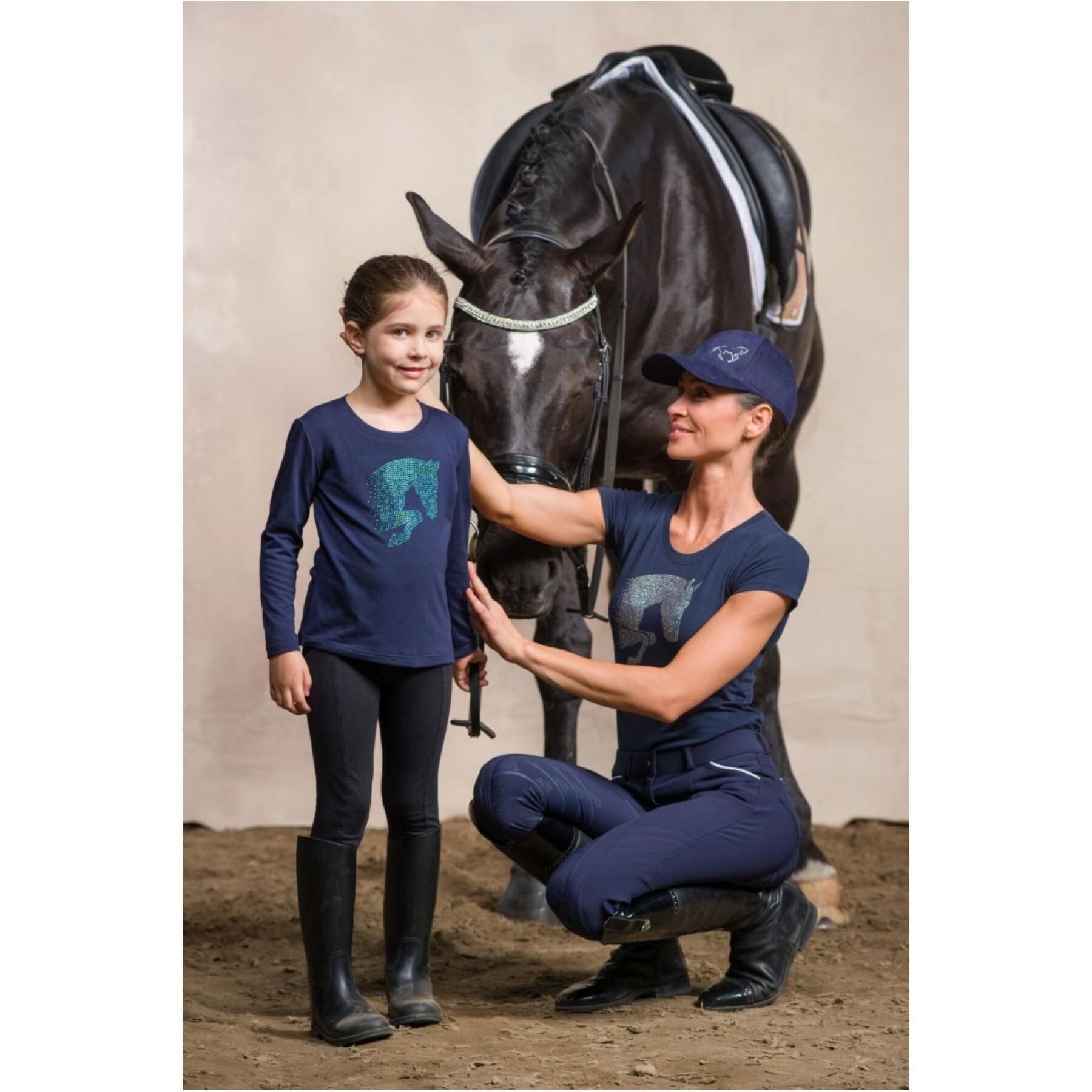 Dames-T-shirt met lange mouwen voor paardrijden Cavalliera Jumping star