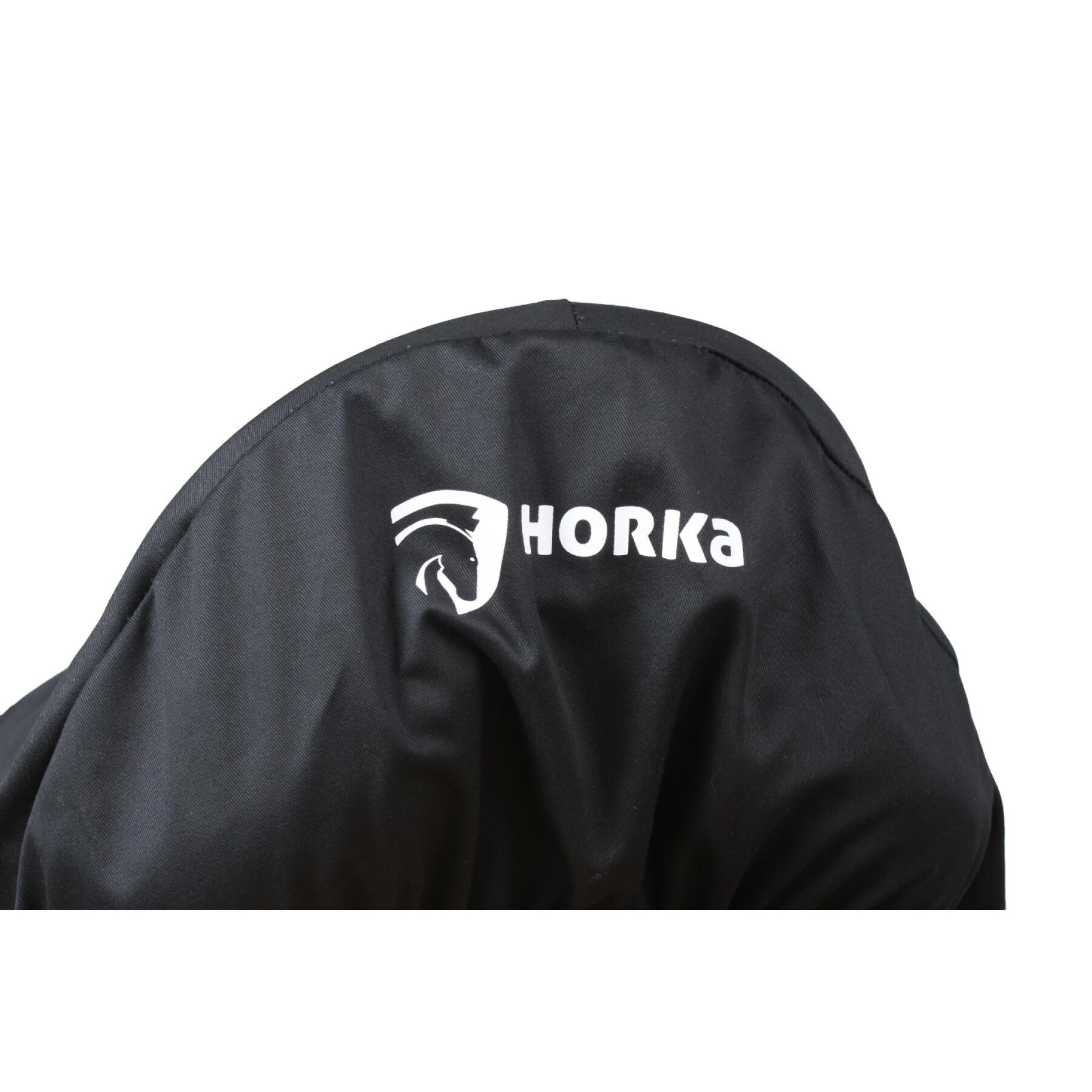 Paardenzadelhoes met logo's Horka