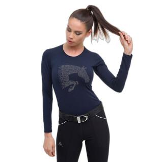 Dames-T-shirt met lange mouwen voor paardrijden Cavalliera Jumping star